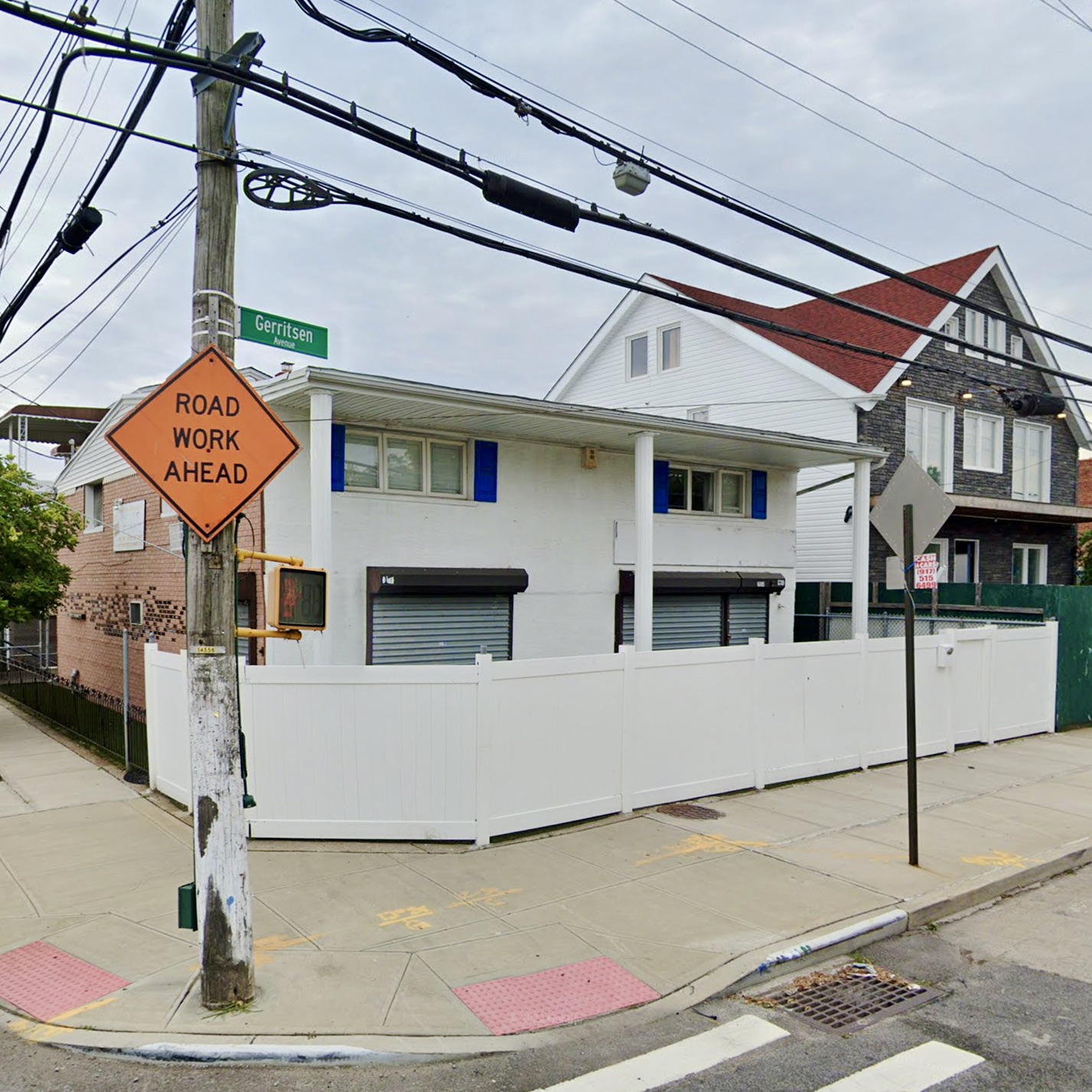 Corner view of the Elements Workspace building in Gerritsen Beach.