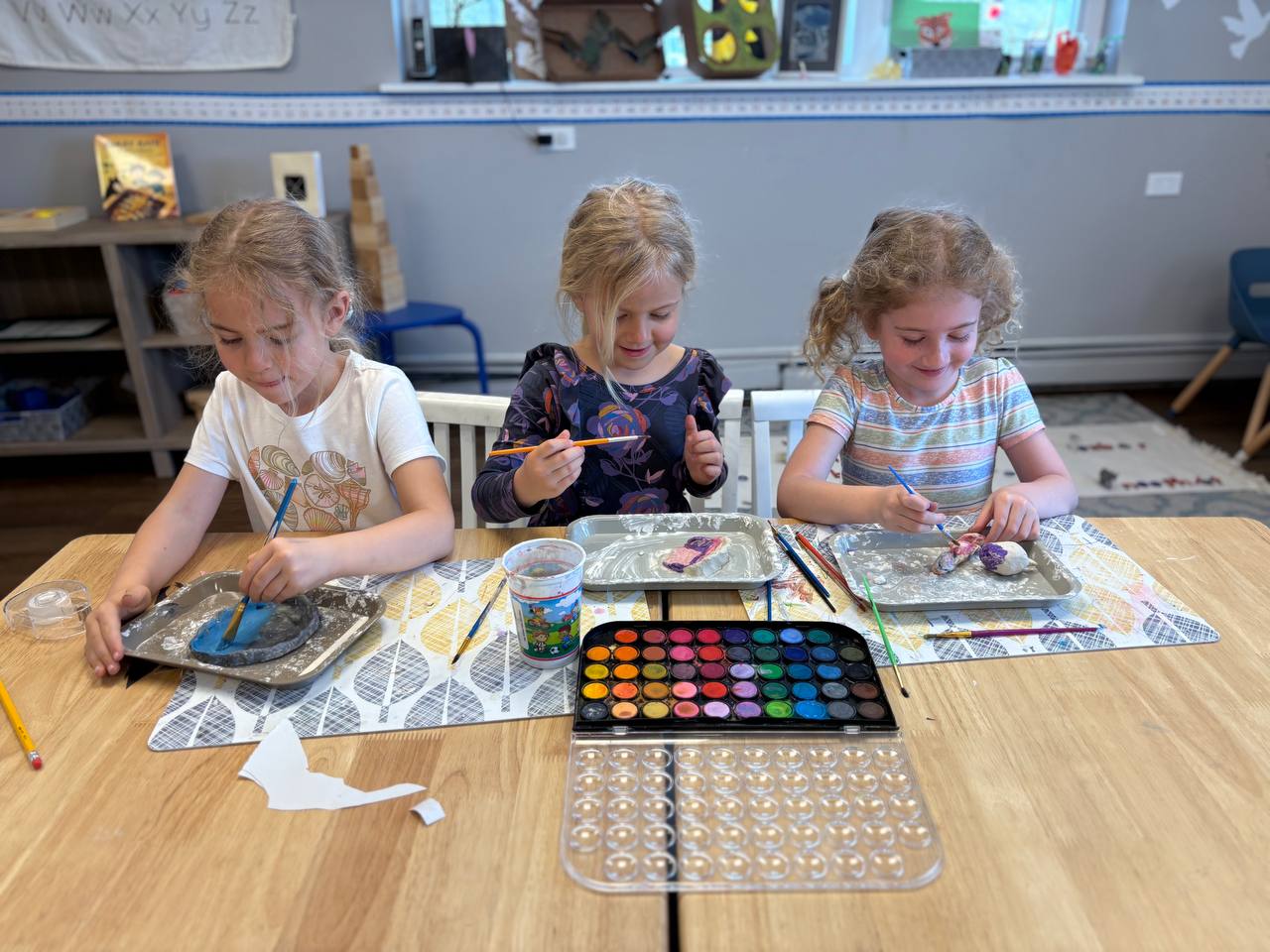 Children creating art projects